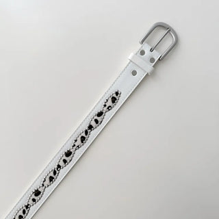 Mid-line Leopard Print Studded Leather Belt