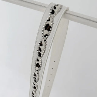 Mid-line Leopard Print Studded Leather Belt