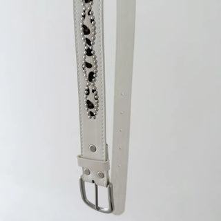 Mid-line Leopard Print Studded Leather Belt