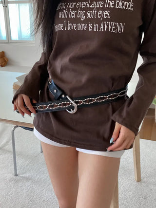 Mid-line Leopard Print Studded Leather Belt