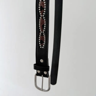 Mid-line Leopard Print Studded Leather Belt