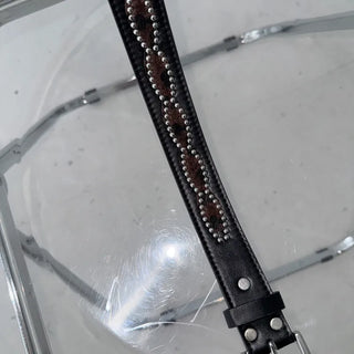 Mid-line Leopard Print Studded Leather Belt