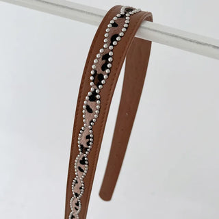 Mid-line Leopard Print Studded Leather Belt
