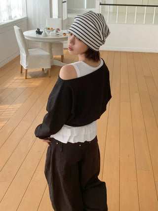 Moderni Striped Cotton Beanie Hat