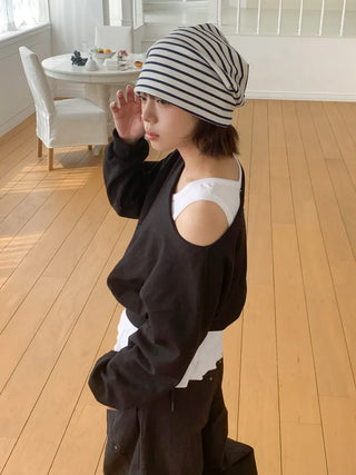 Moderni Striped Cotton Beanie Hat