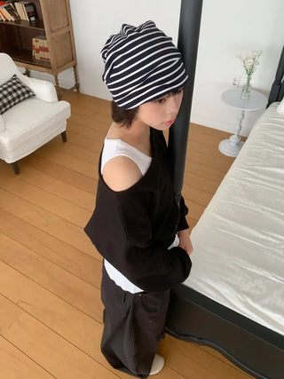 Moderni Striped Cotton Beanie Hat