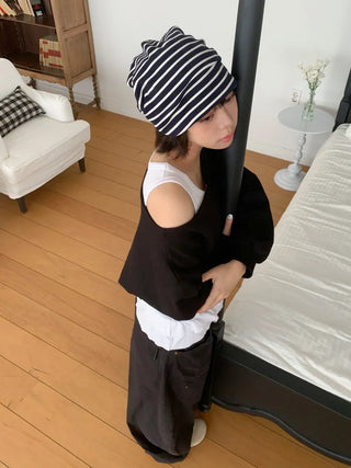 Moderni Striped Cotton Beanie Hat