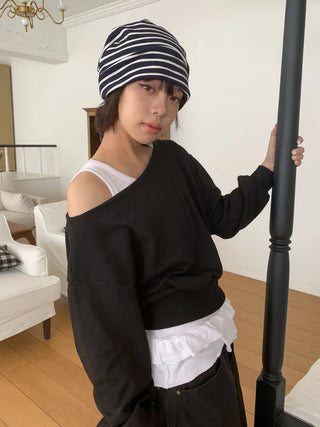 Moderni Striped Cotton Beanie Hat