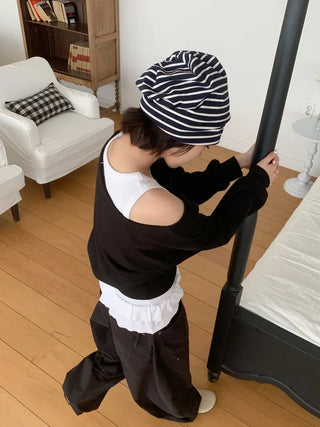 Moderni Striped Cotton Beanie Hat