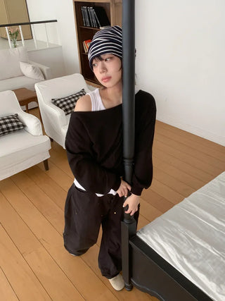 Moderni Striped Cotton Beanie Hat