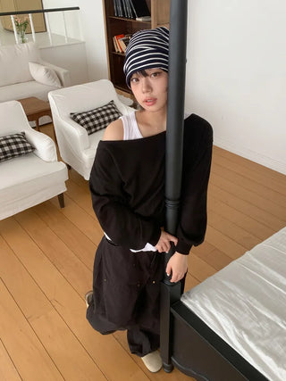 Moderni Striped Cotton Beanie Hat