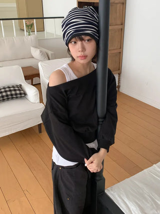 Moderni Striped Cotton Beanie Hat