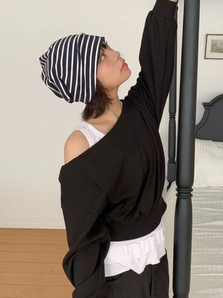 Moderni Striped Cotton Beanie Hat