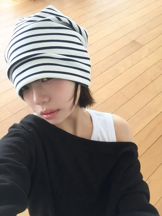 Moderni Striped Cotton Beanie Hat