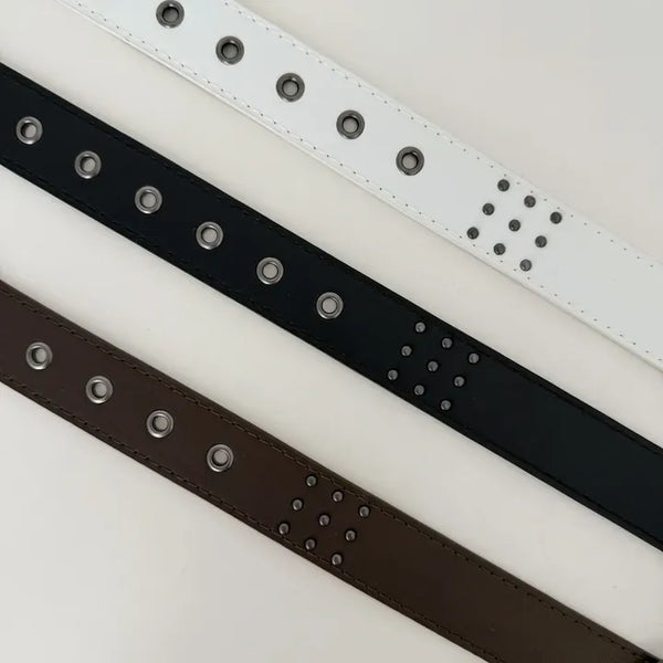 Patch Stud Leather Basic Leather Belt