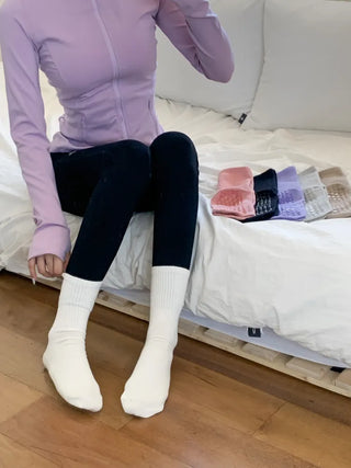 Basic Semi-ribbed Yoga Pilates Home Workout Stretchy Non-slip Workout Socks