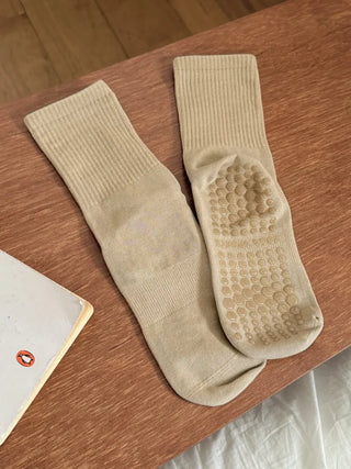 Basic Semi-ribbed Yoga Pilates Home Workout Stretchy Non-slip Workout Socks