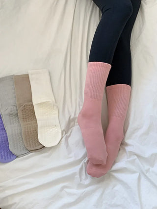 Basic Semi-ribbed Yoga Pilates Home Workout Stretchy Non-slip Workout Socks