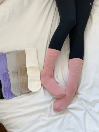 Basic Semi-ribbed Yoga Pilates Home Workout Stretchy Non-slip Workout Socks