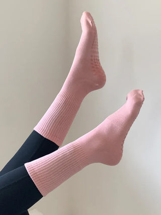 Basic Semi-ribbed Yoga Pilates Home Workout Stretchy Non-slip Workout Socks