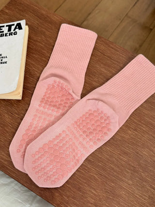 Basic Semi-ribbed Yoga Pilates Home Workout Stretchy Non-slip Workout Socks