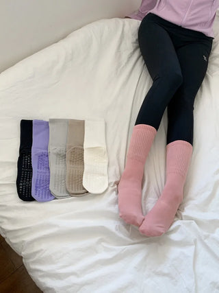 Basic Semi-ribbed Yoga Pilates Home Workout Stretchy Non-slip Workout Socks
