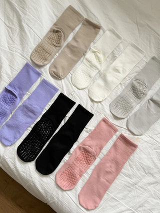Basic Semi-ribbed Yoga Pilates Home Workout Stretchy Non-slip Workout Socks