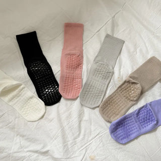 Basic Semi-ribbed Yoga Pilates Home Workout Stretchy Non-slip Workout Socks
