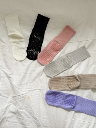 Basic Semi-ribbed Yoga Pilates Home Workout Stretchy Non-slip Workout Socks