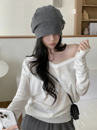 Mood Line Loose Fit String Oversized Beanie Hat