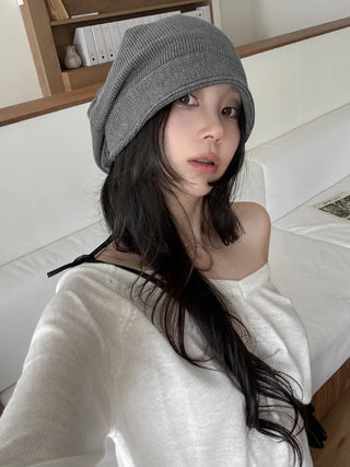 Mood Line Loose Fit String Oversized Beanie Hat