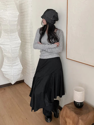 Mood Line Loose Fit String Oversized Beanie Hat