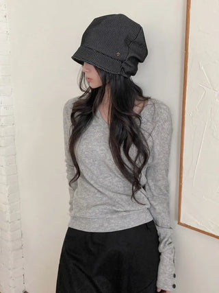 Mood Line Loose Fit String Oversized Beanie Hat