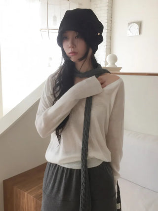 Mood Line Loose Fit String Oversized Beanie Hat