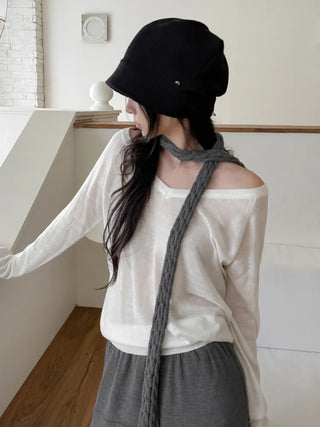 Mood Line Loose Fit String Oversized Beanie Hat