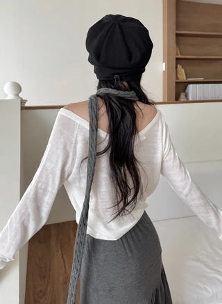Mood Line Loose Fit String Oversized Beanie Hat