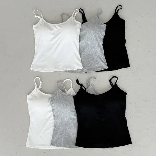 Volume-Up Basic Super Push-up Sleeveless Top with Built-in Cups