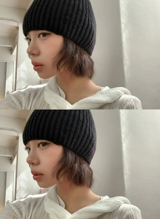 Loose-fit Knit Ribbed Pullover Bandana Beanie Hat Collection