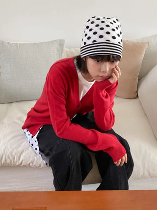 Loose-fit Knit Ribbed Pullover Bandana Beanie Hat Collection