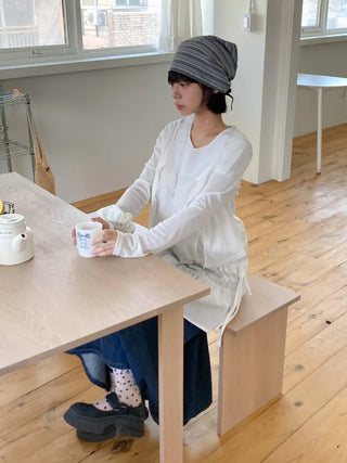 Loose-fit Knit Ribbed Pullover Bandana Beanie Hat Collection