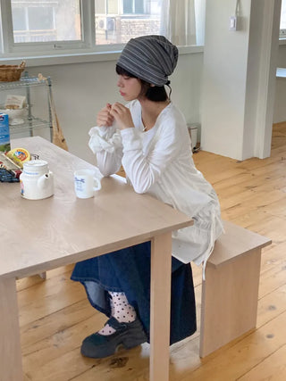 Loose-fit Knit Ribbed Pullover Bandana Beanie Hat Collection