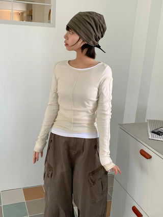 Loose-fit Knit Ribbed Pullover Bandana Beanie Hat Collection