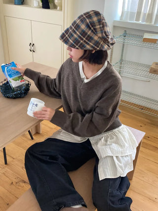 Loose-fit Knit Ribbed Pullover Bandana Beanie Hat Collection