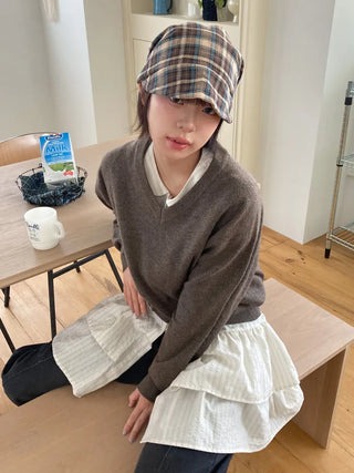 Loose-fit Knit Ribbed Pullover Bandana Beanie Hat Collection