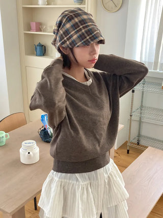 Loose-fit Knit Ribbed Pullover Bandana Beanie Hat Collection