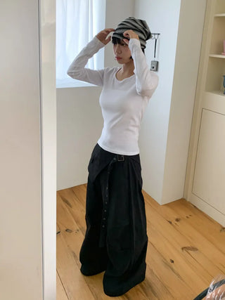 Loose-fit Knit Ribbed Pullover Bandana Beanie Hat Collection