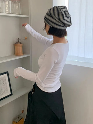 Loose-fit Knit Ribbed Pullover Bandana Beanie Hat Collection