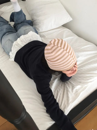 Loose-fit Knit Ribbed Pullover Bandana Beanie Hat Collection
