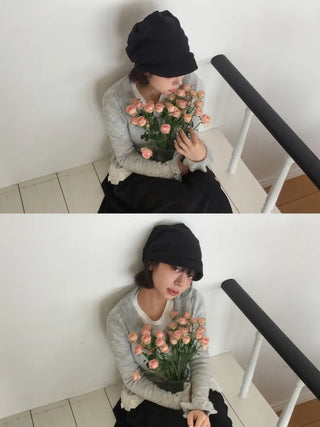 Loose-fit Knit Ribbed Pullover Bandana Beanie Hat Collection