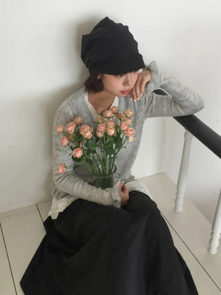 Loose-fit Knit Ribbed Pullover Bandana Beanie Hat Collection